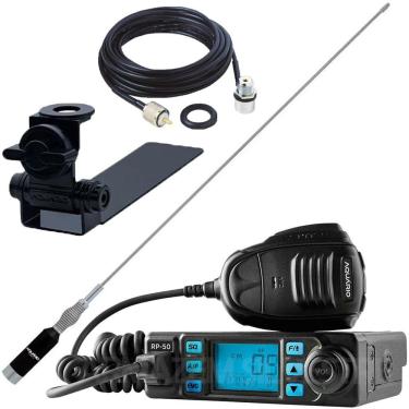 Imagem de Rádio Px 80 Canais Antena Bobinada Inox B-2080 Cabo 5,5m Caminhonete Carroceria