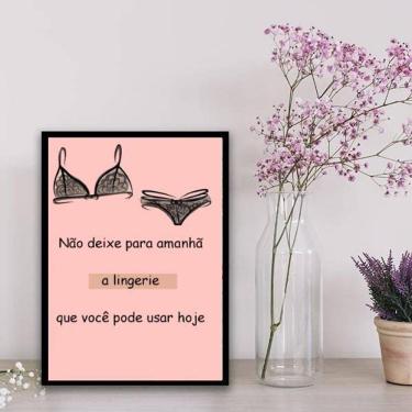 Imagem de Quadro Decorativo Frase Lingerie 45X34Cm - Vidro Branca