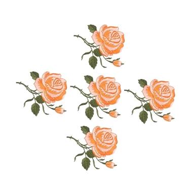 Imagem de Gogogmee 5 Peças bordado de roupas ferro em apliques de flores mochila de moda aplique floral decoração vestidos remendos de camisetas remendo de roupa Casamento Rosa decorar jeans