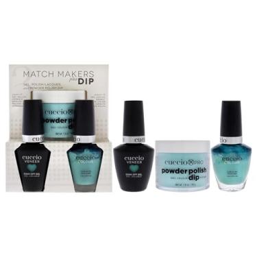 Imagem de Match Makers Plus Dip – Aquaholic da Cuccio para mulheres – 3 unidades de sistema de imersão em pó profissional de 45 g, gel de banho de 12,5 g, esmalte de unhas colorido de 12 g