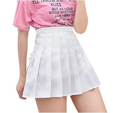 Imagem de Saia feminina slim túnica para mulheres midi plissado xadrez corte alto saia evasê 2024 na moda, Y-543 Branco, P