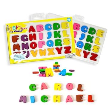 Imagem de Loopy Hues Giz de cera dobrável para crianças, artes e artesanato, material escolar, giz de cera 3D com letras e números, sem necessidade de afiar, cores sortidas (pacote com 26 - letras)
