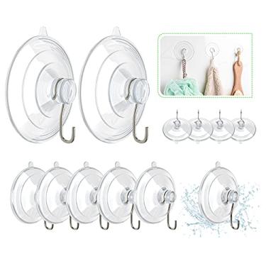 Imagem de HangerSpace Ganchos de ventosa, conjunto com 12 ventosas de PVC transparente com ganchos de metal, ventosas removíveis para cozinha, banheiro, chuveiro, janela, porta de vidro (2 grandes, 6 médios, 4 pequenos)