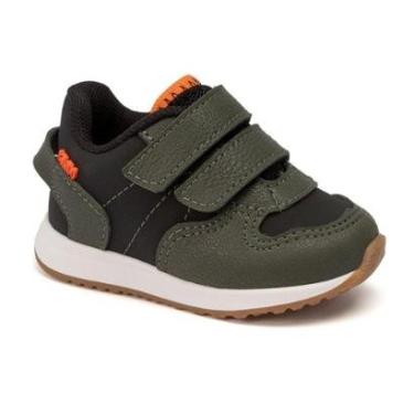 Imagem de Tênis Infantil Klin Baby Walk Preto/Verde Militar/Laranja-Masculino