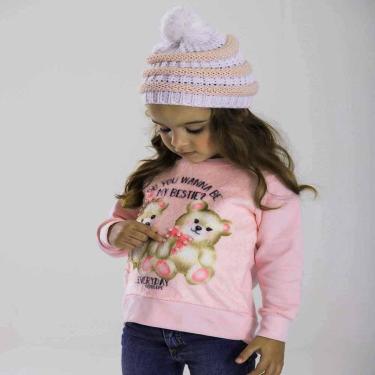 Imagem de Blusa Infantil Menina Moletom C/Fleece Ursos Rosa Serelepe-Feminino