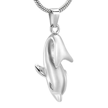 Imagem de Colares de urna de aço inoxidável memorial joias seguram cinzas funerárias de animais de estimação lembrança urna cremação colar com pingente de golfinho fofo, 20mm-30mm, metal, aço inoxidável,