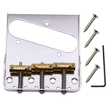 Imagem de TUOREN Ponte Telecaster vintage com montagem de 3 selas de latão compensado para guitarra elétrica Fender Telecaster Telecaster Tele