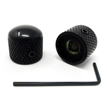 Imagem de Vintage Forge Puxadores redondos de metal preto compatíveis com guitarra Fender Telecaster e baixo P de precisão (conjunto de 2) eixo sólido de 1/4 polegada RK60US-BLK