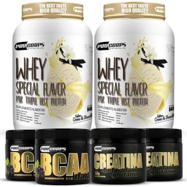 Imagem de Combo 2 Whey Protein 3w+ 2 Bcaa Em Pó 150g + 2 Creatina 100g (840g, Creme de Baunilha)