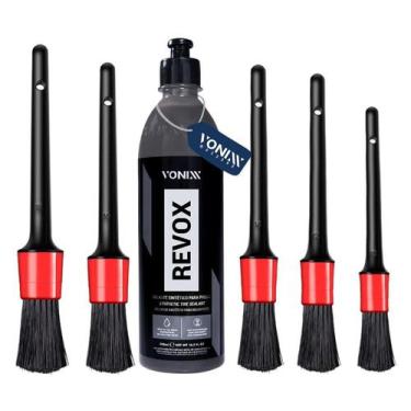 Imagem de Kit Revox Selante Pneu Pretinho 5 Pincéis Limpeza Detalhada - VONIXX
