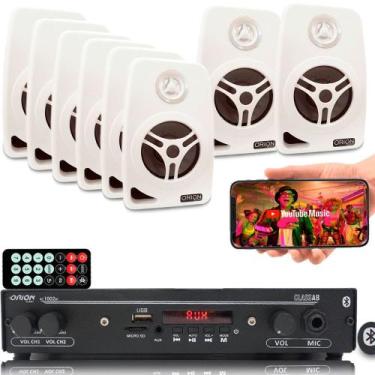 Imagem de Kit Som Ambiente 1002 Bt Control+ 8 Caixas Parede Branca 55w - ORION
