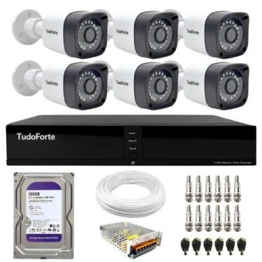 Imagem de Kit CFTV 6 Câmeras Segurança Full HD DVR 8 Canais Com HD Completo - Tu