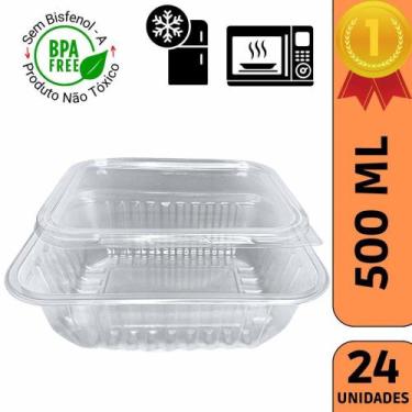 Imagem de Marmita potes com tampa alimentos microondas freezer 500ml - 24 un - M