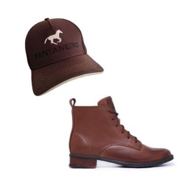 Imagem de Bota couro legitimo montaria c cardaço + bone bordado - PANTANEIRO, Ca