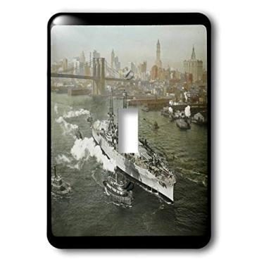 Imagem de 3dRose lsp_16088_1"Navio de batalha americano da Segunda Guerra Mundial no Rio Hudson Cidade de Nova York interruptor único