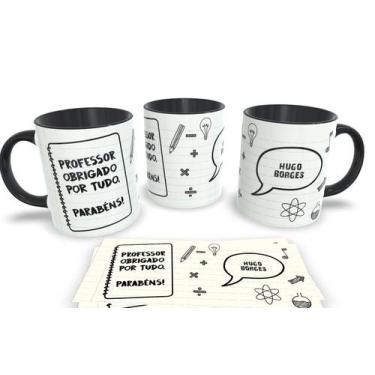 Imagem de Canecas Preta Personalizadas dia dos Professores - Estampa Sublimada, 