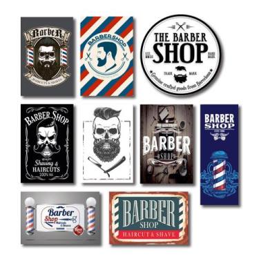 Imagem de Kit Placas Decorativas Barbearia Barber Shop Vintage Mdf - 9 Placas - 