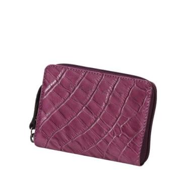 Imagem de Carteira de Couro Mariart Citrino, Croco merlot