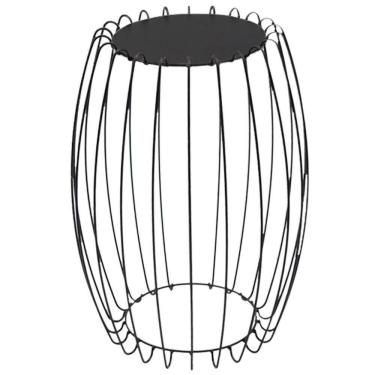 Imagem de Mesa Apoio Lateral 43 Cm Tampo Vidro Preto Base Metal Preto Nacc Preto Preto