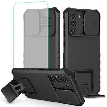 Imagem de Tothedu Capa para Galaxy S22 Plus, capa para Samsung S22+ 5G SM-S906U com protetor de tela de vidro temperado e capa de câmera deslizante, capa protetora fina com suporte para Samsung Galaxy S22+
