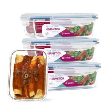 Imagem de Conjunto 4 Potes Vidro Hermético Mantimento Marmita 1040ml - U4home, A