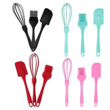 Imagem de Kit Confeiteiro em Silicone 3 Peças Fue Pincel Espátula Utensílios Coz