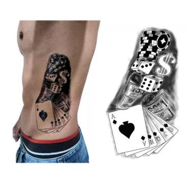 Imagem de Tatuagem Falsa Temporaria Realista - Cartas Poker Baralho 3d - 3i