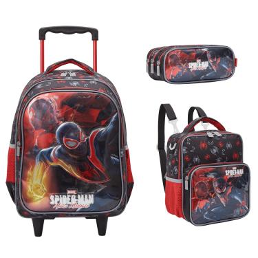 Imagem de Kit Mochila Rodinha Homem Aranha Y1 Lancheira Estojo Escolar 13360
