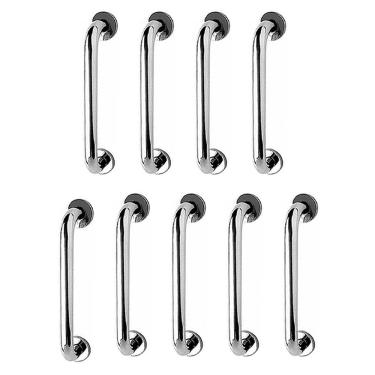 Imagem de Barra de Apoio 40cm Aço Inox Kit 9 Unidades Idoso Cadeirante Banheiro Box Criança Gestante Acessibilidade Suporte Corrimao Escada Resistente