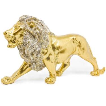 Imagem de Leão Estatueta Decorativa Escultura Enfeite Mesa Estante Prateleira De