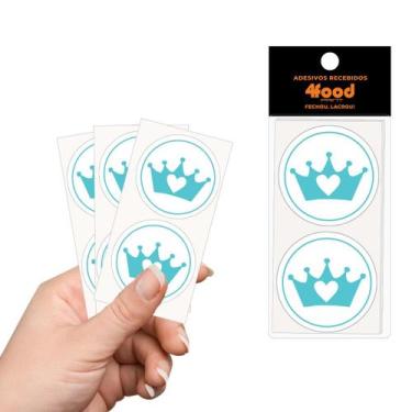 Imagem de 50 Etiquetas Adesivas  Coroa TIffany  Adesivos Recebidos  4Cm - 4FOOD 