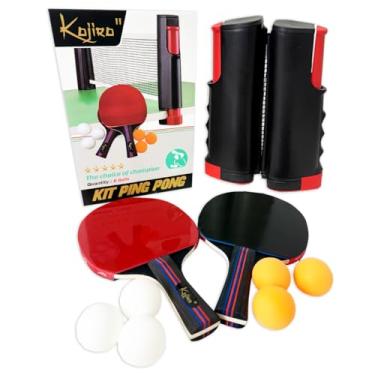 Imagem de Kit Ping Pong Profissional Tênis Mesa 2 Raquetes Rede 6 bolas (PRETO)