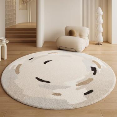 Imagem de HJZSZX Tapete redondo para sala de estar, quarto, cabeceira, macio, fofo, tapete para pés, grande área, decoração para casa, tapetes de chão, DD479, YD, A, diâmetro 160 cm