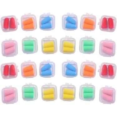 Imagem de 24 conjuntos de tampões de ouvido multicoloridos de espuma macia com cancelamento de ruído, bloqueadores de som, protetores de ouvido de proteção auditiva com cuidados com a capa