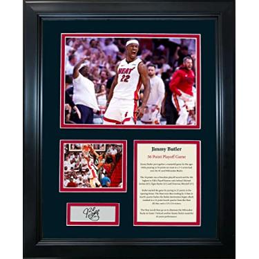 Imagem de HOFSM.COM Hall of Fame Sports Memorabilia Colagem de fotos de basquete emoldurada Jimmy Butler 56 Point Playoff Game vs Milwaukee Bucks Fac-símile Gravada a Laser Auto Miami Heat 30,5 cm x 38,1 cm
