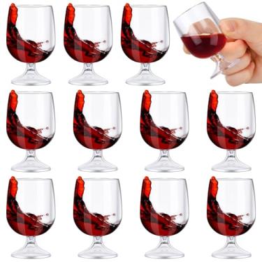 Imagem de Roshtia 12 peças de mini copos de dose de 49,6 g pequenos snifters de conhaque plástico reutilizável fofo copos de conhaque copo para degustação de uísque conhaque vinho cerveja beber