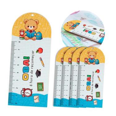 Imagem de Kit 30 Réguas Marca Página Chaveiro Volta Às Aulas Mdf Branco - Bazar 
