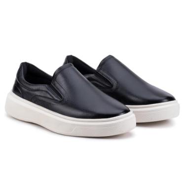 Imagem de Tênis Slip On Iate Estilo Shoes Masculino Couro Confortável Calce Fácil (Preto, BR, Adulto, Numérico, 41)