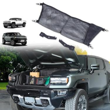 Imagem de Rede de carga para porta-malas frontal para acessórios Hummer EV, serve para coleta/sUV 2024 2025 estilo envelope malha organizador de rede e armazenamento elástico ajustável nylon frontal rede de