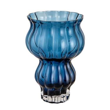Imagem de Bloomingville Vaso redondo de vidro prensado, azul