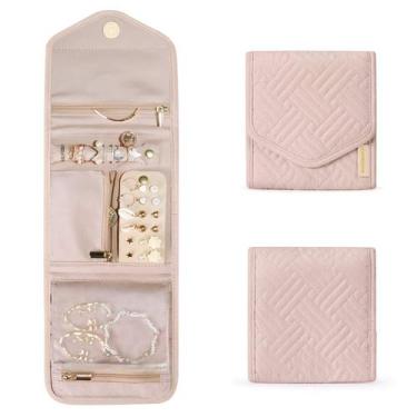 Imagem de Estojo Organizador de Jóias BAGSMART - Dobrável e Rosa