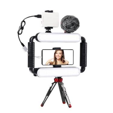 Imagem de Kit de Luz de Vídeo GVM para Celular com Tripé, Estabilizador e Microf