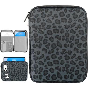 Imagem de Dadanism Bolsa de transporte para tablet de 9 a 11 polegadas para iPad 10.2 2021-2019, iPad Pro 11 2022-2018, iPad Air 5ª/4ª 10.9, iPad 10ª geração 10.9 2022, Galaxy Tab S9 A8 S8 S6 Lite, leopardo preto