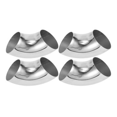 Imagem de Motoforti 4 peças 90 graus mandril curva cotovelo carro modificado tubo de escape tubulação 8.9 cm espessura OD 1,2 mm/18GA 89x215x1,2 mm 304 aço inoxidável tom prata