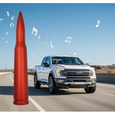 Imagem de Antena Bullet de carro caminhão 50 Cal Bullet Antena acessórios de rádio substituição universal para GMC Sierra 1500 Chevy Dodge Ram Silverado 1500 2500 3500 Ford F150 F250 F350 (vermelho fosco, 19,8