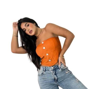 Imagem de TOP CROPPED CORSELET DE BOTÕES Ref 6041 - WE SHINE, M, 07 laranja