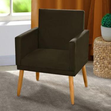 Imagem de Poltrona para Penteadeira Camarim Nina Suede Marrom Café Decorativa - 