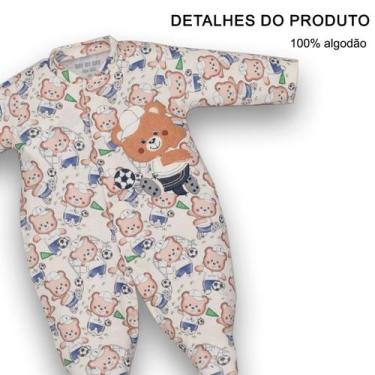 Imagem de Macacão Manga Longa Suedine Bebê Menino Jogador Marfim Upi Uli, M