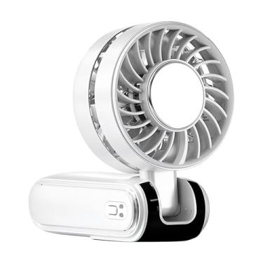 Imagem de Ventilador portátil portátil, pequeno ventilador portátil,Dobragem digital do ventilador pequeno - Velocidade ajustável, duração longa da bateria, recarregável para camping de via de praia, computador