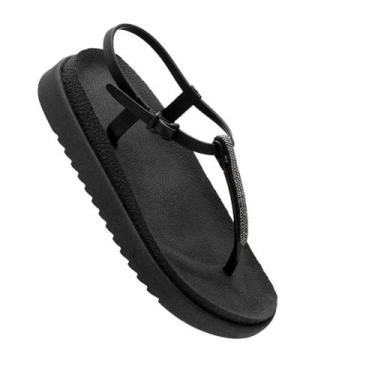 Imagem de Sandália Papete Chinelo  Plataforma Alta Anatômica - NoBrand, Preto br